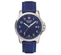 Swiss Alpine Military Men's Watch Analogue Quartz 7011.1 Leather, Blue/Silver/Blue - 1535sam, Strap.