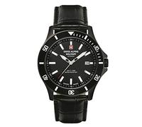 Swiss Alpine Military Men's Watch - Analogue Quartz 7022.1 Leather, Black/Black - 1577sam, Strap