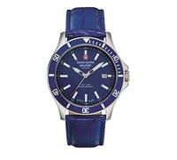 Swiss Alpine Military Men's Watch Analogue Quartz 7022.1 Leather, Blue/Steel/Blue - 1535sam, Classic