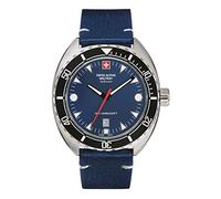 Swiss Alpine Military Men's Watch Analogue Quartz 7066.1 Leather, Blue/Silver/Blue - 1535sam, Strap.