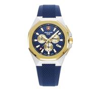 swiss alpine military Men's Watch Chronograph Analogue Quartz 7005.9 Silicone, Bi-Gold/Blue/Blue - 9845sam, Strap.