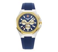 swiss alpine military Men's Watch Chronograph Analogue Quartz 7005.9 Silicone, Bi-Gold/Blue/Blue - 9845sam, Strap.