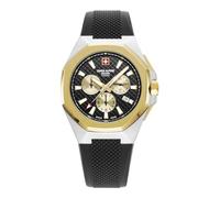 swiss alpine military Men's Watch Chronograph Analogue Quartz 7005.9 Silicone, Bic-Gold/Black/Black - 9847sam, Strap.