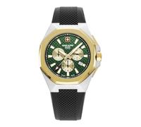 Swiss Alpine Military Men's Watch Chronograph Analogue Quartz 7005.9 Silicone, Bic-Gold/Black/Green - 9844sam, Strap.