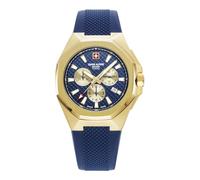 swiss alpine military Men's Watch Chronograph Analogue Quartz 7005.9 Silicone, Gold/Blue/Blue - 9815sam, Strap.