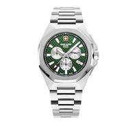 swiss alpine military Men's Watch Chronograph Analogue Quartz 7005.9 Stainless Steel, Steel/Steel/Green - 9134sam, Bracelet