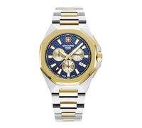 Swiss Alpine Military Men's Watch Chronograph Analogue Quartz 7005.9145SAM Stainless Steel, Bic-gold/Bi-gold/Blue - 9145sam, Bracelet