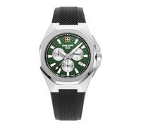 Swiss Alpine Military Men's Watch Chronograph Analogue Quartz 7005.9834SAM Silicone, Steel/Black/Green - 9834sam, Strap.