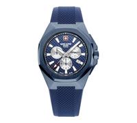 Swiss Alpine Military Men's Watch Chronograph Analogue Quartz 7005.9895SAM Silicone, Blue/Blue/Blue - 9895sam, Strap.