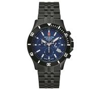 Swiss Alpine Military Men's Watch Chronograph Analogue Quartz 7022.9 Stainless Steel, Black/Black/Blue - 9175sam, Bracelet
