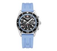 swiss alpine military Men's Watch Chronograph Analogue Quartz 7029.9 Silicone, Steel/Silicone/Sw-Light Blue - 9831sam, Strap.