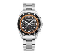 swiss alpine military Men's Watch Chronograph Analogue Quartz 7029.9 Stainless Steel, Steel/Steel/Sw-Orange - 9139sam, Bracelet