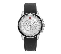 Swiss Alpine Military Men's Watch Chronograph Analogue Quartz 7089.9 Silicone, Steel/Black/Silver - 9832sam, Strap.