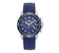 swiss alpine military Men's Watch Chronograph Analogue Quartz 7089.9 Silicone, Steel/Blue/Blue - 9835sam, Strap.