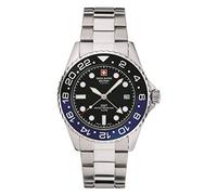 Swiss Alpine Military Men's Watch GMT Analogue Quartz 7052 Stainless Steel, Steel/Black/Blue/Black - 1132sam, Bracelet