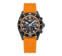 Swiss Alpine Military Watch - 7029.9 for Men with Quartz Movement, Chronograph, Analogue Display, Orange Silicone Strap, 100m Waterproof