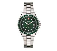 Swiss Alpine Military Women's Watch Analogue Quartz 7740.1 Stainless Steel, Steel/Steel/Green - 1134sam, Bracelet