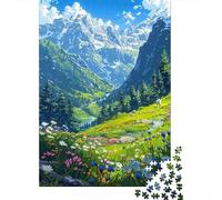 Swiss Alps Pixel Art 1000 Piece Jigsaw Puzzle, Famous Building Scenic Print, Weekend Hobby, Interlocking Paper Pieces, for Families, 70x50cm/1000pcs