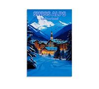 Swiss Alps Switzerland Vintage Travel Art Poster Picture Print Wall Art Canvas Artworks Room Aesthetic 08x12inch(20x30cm)