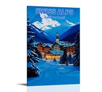 Swiss Alps Switzerland Vintage Travel Art Poster Wall Art Canvas Prints Hanging Picture Home Decors Idea 20x30inch(50x75cm)