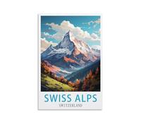 Swiss Alps Switzerland Vintage Travel Posters 08x12inch(20x30cm) Canvas Print for Living Room, Bedroom, Dorm, Home, Office Wall Decoration