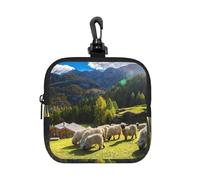 Swiss Alps Valais Blacknose Sheep Nest Animals Nature, Coin Purse Square Zipper Storage Bag, Change Pouch with Lobster Buckle Clasp Buckle, Change Purse