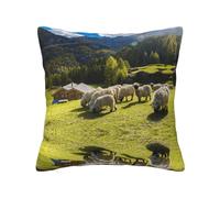 Swiss Alps Valais Blacknose Sheep Nest Animals Nature,Hidden Zip Pillowcase,Polyester Cushion Covers Pillow Cover,Double Sided Printing Decorative Throw Pillowcase