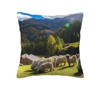 Swiss Alps Valais Blacknose Sheep Nest Animals Nature, Pillow Cover Decorative Throw Pillowcase Soft Polyester Cushion Covers 45x45 cm