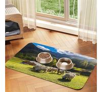 Swiss Alps Valais Blacknose Sheep Nest Animals Nature,Waterproof Pet Feeding Mat,Cat Dog Placemats for Food and Water, PU Leather Food Mats,40x60cm