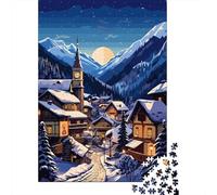 Swiss Alps Village Illust 1000 Piece Jigsaw Puzzle, Charming Village Architecture, 1000 Pieces for Adults, for Puzzle Lovers, Adult Puzzle, 38x26cm/1000pcs