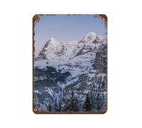 Swiss Alps Winter Mountain Tin Sign Vintage Metal Pub Club Cafe Bar Home Wall Art Decoration Poster Retro 12x16inch(30x40cm)