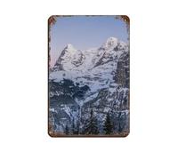 Swiss Alps Winter Mountain Tin Sign Vintage Metal Pub Club Cafe Bar Home Wall Art Decoration Poster Retro 8x12inch(20x30cm)