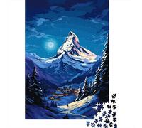 Swiss Alps Winter Night 1000 Piece Jigsaw Puzzle, Alpine Village Landscape, Interlocking Paper Pieces, Mindful Activity for Home Décor Fans, Gift Idea, 38x26cm/1000pcs