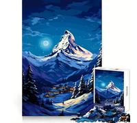 Swiss Alps Winter Night Puzzles for Adults 1000 Puzzles Analytical Skill Leisure Escape Tight Join Seasonal Gift (50x75cm)