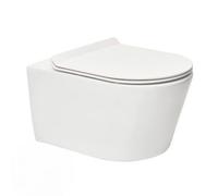 Swiss Aqua Technologies Brevis Wall-Hung Toilet Without Rim, Invisible Fixings + Ultra-Thin Seat, Softclose (Brevisrimless)