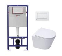 Swiss Aqua Technologies Eco 2Ltoilet Frame + Swiss Aqua Technologies Wall-Hung Toilet + White Plate (Stestinwr01-In)