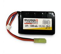 Swiss Arms 11.1V 1300mAh 25C LiPo Block Battery - Mini Tamiya Connector - High Performance Airsoft AEG Power Pack - Compact 3S LiPo for Fast Trigger Response & Reliable Cycling