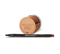 SWISS BEAUTY Waterproof Eyebrow & Gel Eyeliner 2 In 1 With Brush Smudge Proof Gel Eyeliner And Eyebrow Definer Pencil, Shade- 01 Black 7 g (Pack of 1)