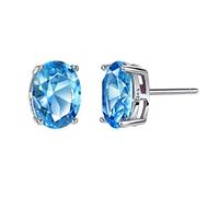 Swiss Blue 1.5 ct Topaz S925 Stud Earrings Oval Cut Sterling Silver Gemstone Fine Jewellery For Women