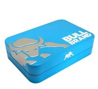 Swiss+ Bull Brand Steel Tin Storage with Standard Green Rolling Paper - Durable Metal Case in Black, Blue, or Pink (Bull Brand Steel Tin Storage Blue)