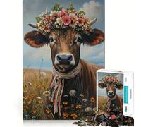 Swiss Cow Rural Farm Jigsaw Puzzles for Teenagers 1000 Piece Raise Memory Leisure Time Clean Edge Lovely Present (38x52cm)