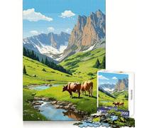 Swiss Cows Cute Pixel Art 1000 Pieces Jigsaw Puzzles for Teenagers Logic Ability Restful Escape Crisp Edges Cozy Xmas Gift (38x52cm)