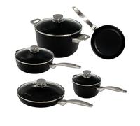 Swiss Diamond Pots and Pans Set Non Stick, Nonstick Hybrid Ceramic and Diamond-Infused, Glass Lids, PFAS- and PFOA-free Cookware Set, Dishwasher & Oven Safe Up To 500 °F, 9 Pieces