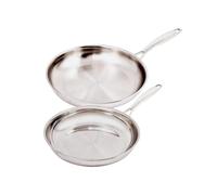 Swiss Diamond Premium Clad 5-Ply Stainless Steel 2 Piece Frying Pan Set with Satin Exterior Finish, Induction Compatible Stainless Steel Skillet Set - Oven and Dishwasher Safe