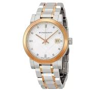 Swiss Diamonds Rose Gold 2 Tone Silver Date Dial 34mm Women Stainless Steel Wrist Watch The City BU9127