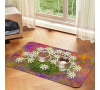 Swiss Edelweiss Flowers,Waterproof Pet Feeding Mat,PU Leather Placemats for Cat Dog Water Bowl,Food Mats,30x45cm