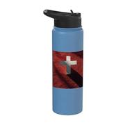 Swiss Flag Cross Switzerland Nation Pride Stainless Steel Insulated Water Bottle