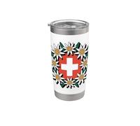 Swiss Flag Edelweiss Alpine Hiker Design Stainless Steel Insulated Tumbler