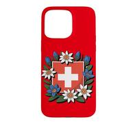 Swiss Flag Edelweiss Gentian Alpine Hiker Design Case for iPhone 15 Pro Max