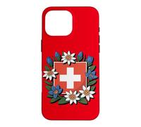 Swiss Flag Edelweiss Gentian Alpine Hiker Design Case for iPhone 16 Pro Max